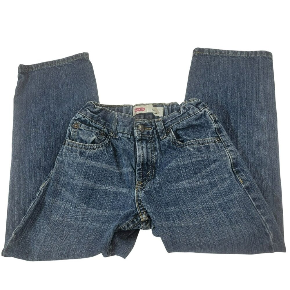 Levi's 505 Jeans, Boys 7R, Blue Denim, Adjust Waist, 5 Pocket Design, GUC